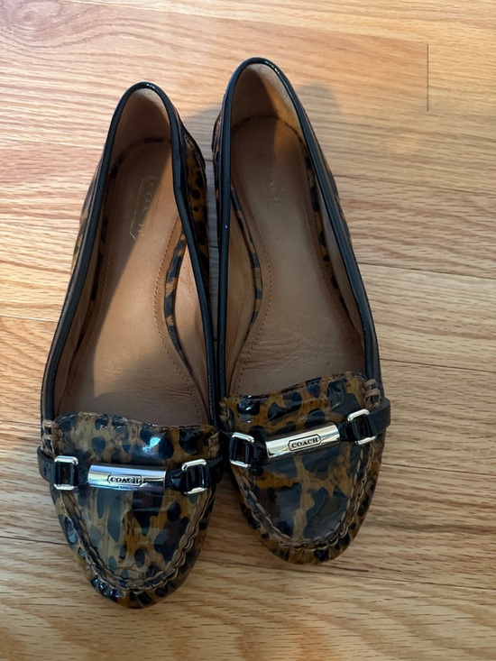 Coach Shoes - Coach Leopard-Print Patent Leather Moccasin Flats - Brown/Black